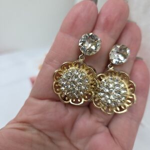 Elegant Gold and Silver Crystal Earrings